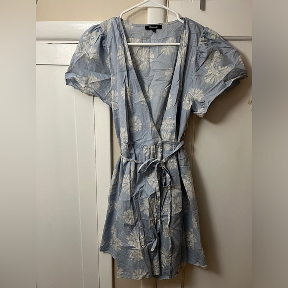Madewell Blue Wrap Ruffled Sundress - Picture 1 of 5